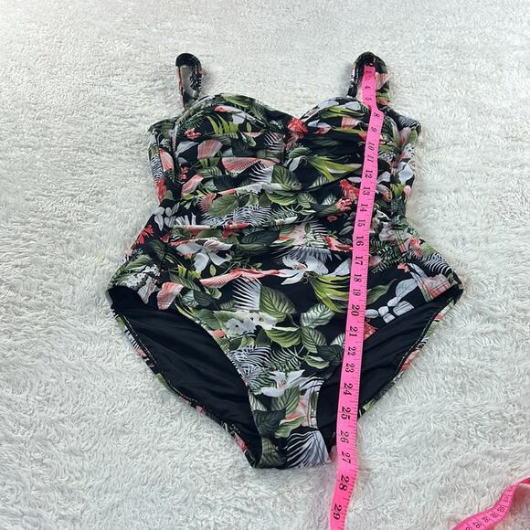 Nip tuck Swim tropical floral and bird print one piece swimsuit, size 10 - Picture 2 of 9